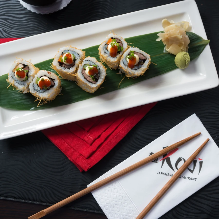 Japonica Sushi Rolls with Cucumber and Cooked Seafood