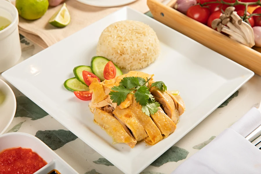 Hainanese-Style Chicken Rice for a Singapore Menu