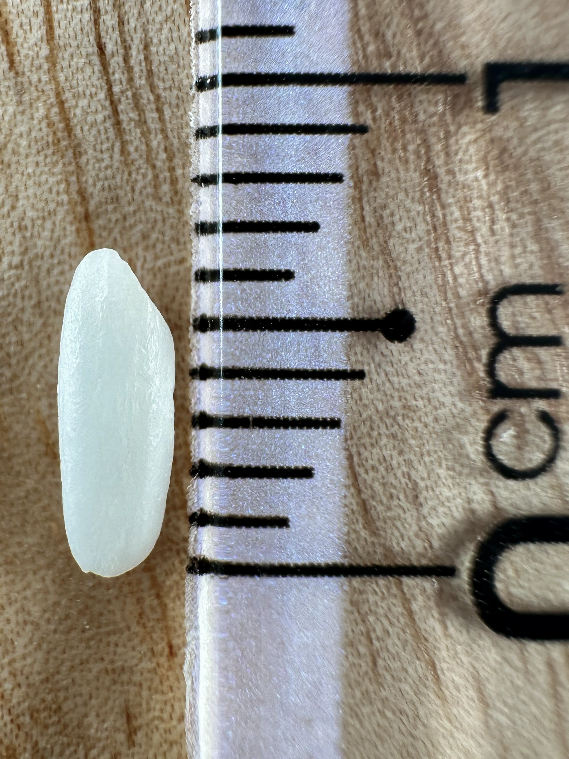 Nếp Sáp · Grain beside a ruler